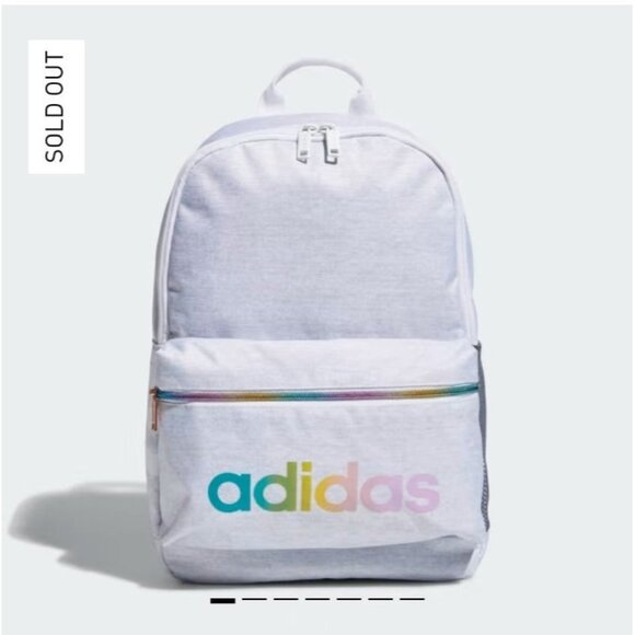 Adidas Classic 3 Stripes Rainbow Light Gray Backpack - Picture 2 of 12